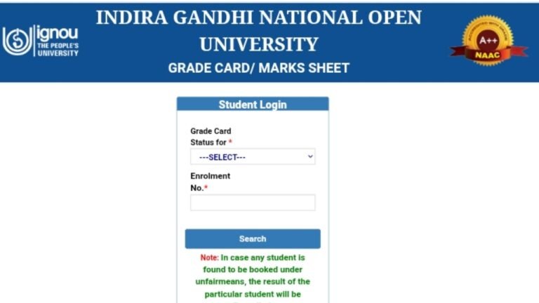 IGNOU Grade Card For June 2025 TEE