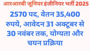 RRB JE 2025 SHORT NOTICE OUT