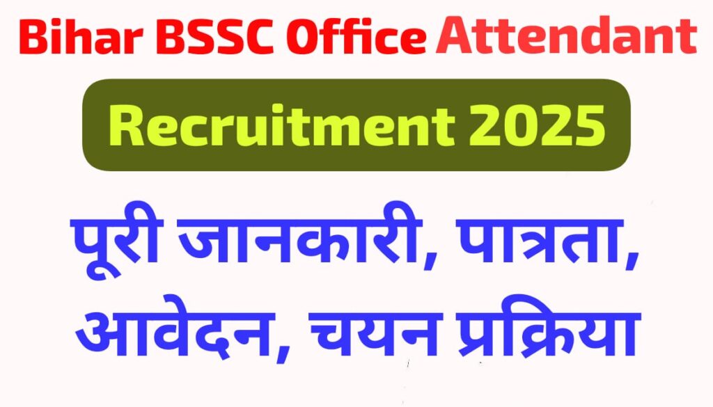 Bihar BSSC Office Attendant Recruitment 2025