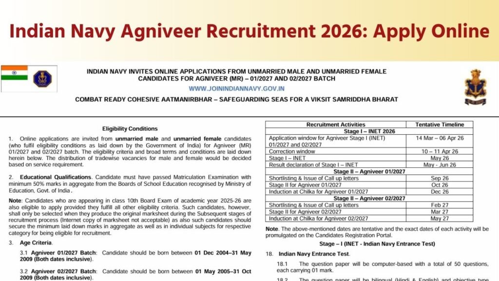 Indian Navy Agniveer Recruitment 2026