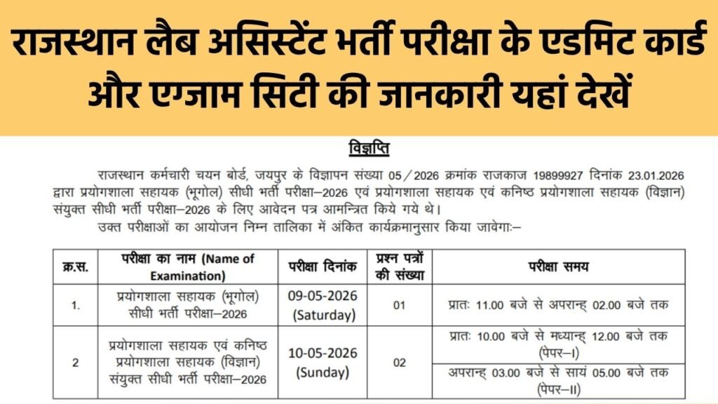 RSSB Lab Assistant Admit Card 2026